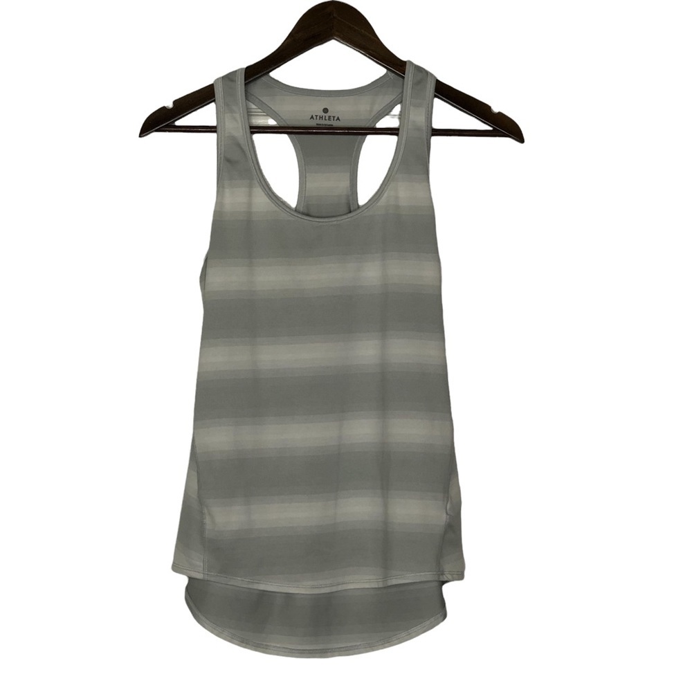 Athleta Gray and White Striped Athletic Tank Top Size Small